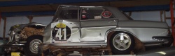 crashed classic mercedes-racer